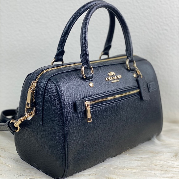 COACH ROWAN BLACK LEATHER SATCHEL - Picture 3 of 7